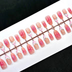Press-On Nail Set Floral Design Reusable Adhesive Multiple Sizes