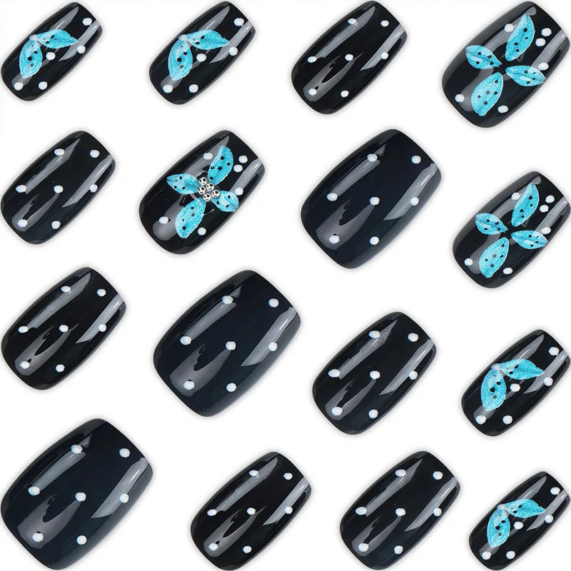 Press-On Nail Set Floral Design Reusable & Comfortable