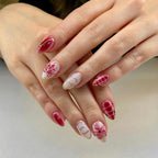 Press-On Nail Set Floral Design Reusable Comfortable Fit