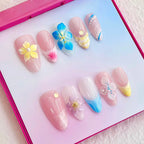 Press-On Nail Set Floral Design Reusable & Comfortable Fit
