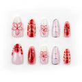 Press-On Nail Set Floral Design Reusable Comfortable Fit