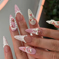 Press-On Nail Set Floral Design Reusable & Custom Fit