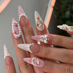 Press-On Nail Set Floral Design Reusable & Custom Fit