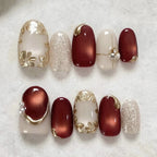 Press-On Nail Set Floral Design Reusable & Custom Fit
