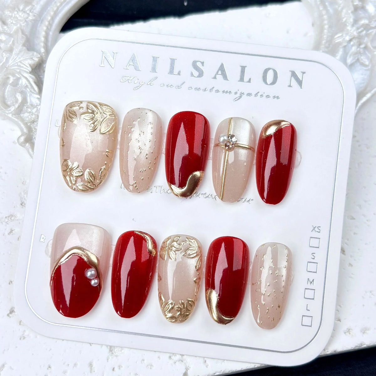 Press-On Nail Set Floral Design Reusable & Custom Fit
