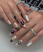 Press-On Nail Set Floral Design Reusable & Easy Application
