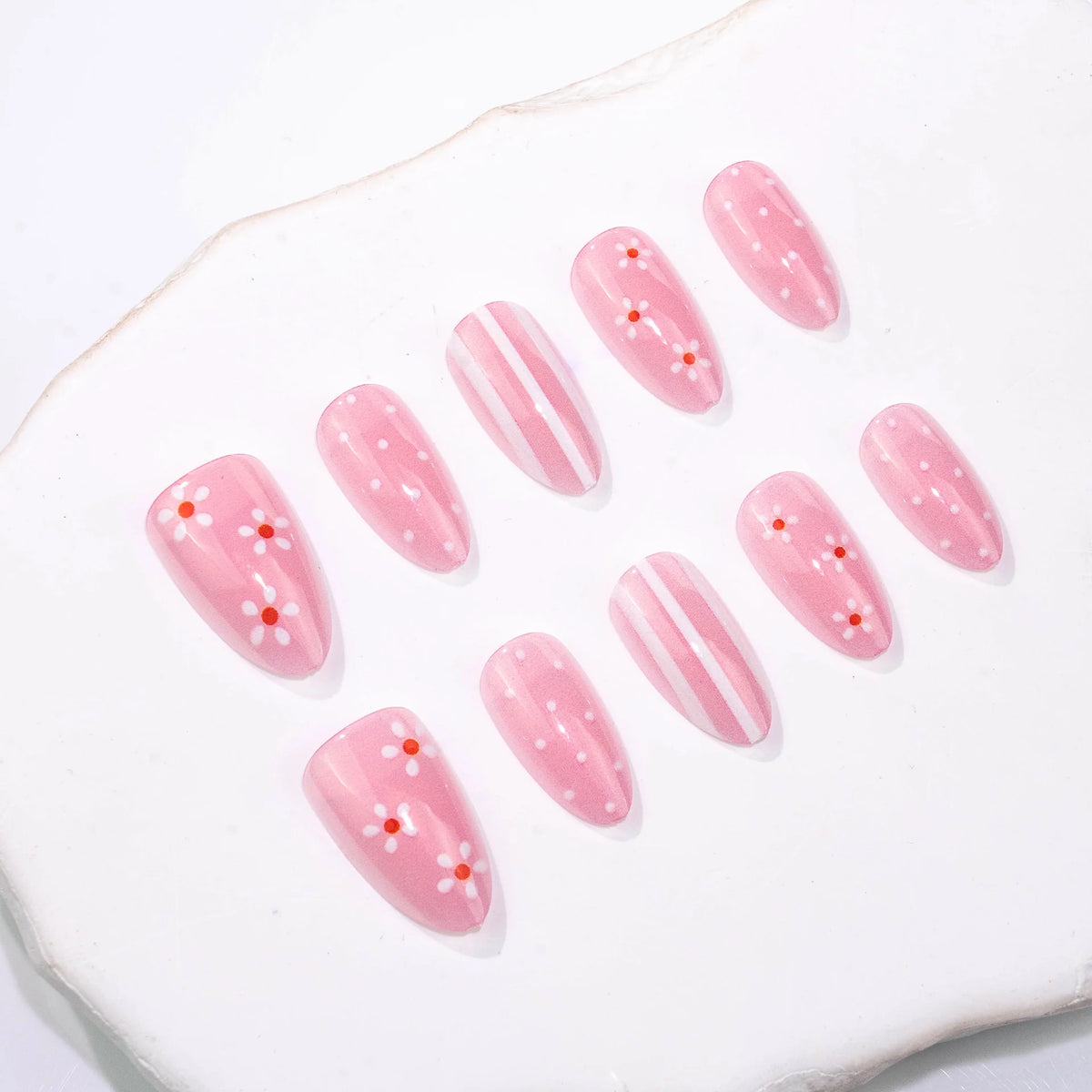 Press-On Nail Set Floral Design Reusable & Easy Application
