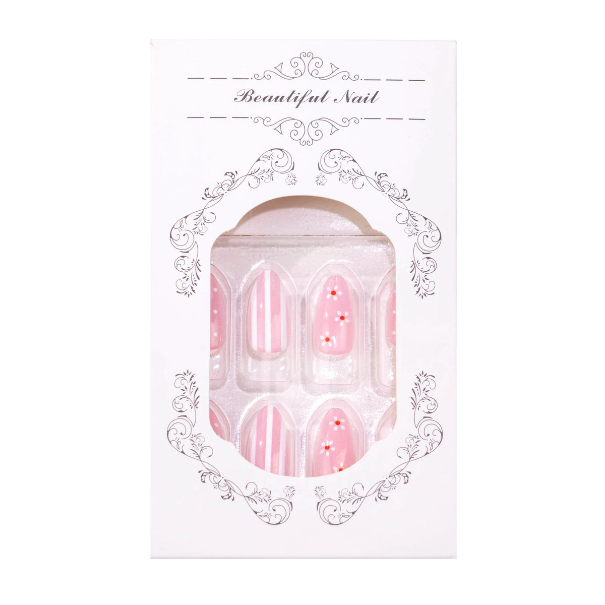 Press-On Nail Set Floral Design Reusable & Easy Application