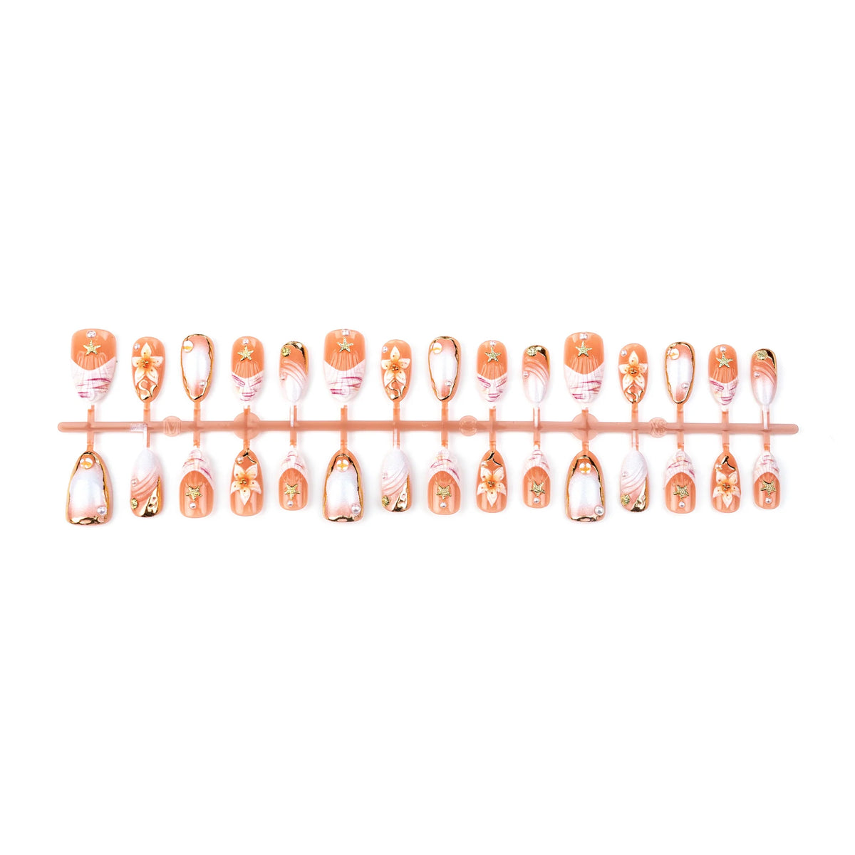 Press-On Nail Set Floral Design Reusable Easy Application