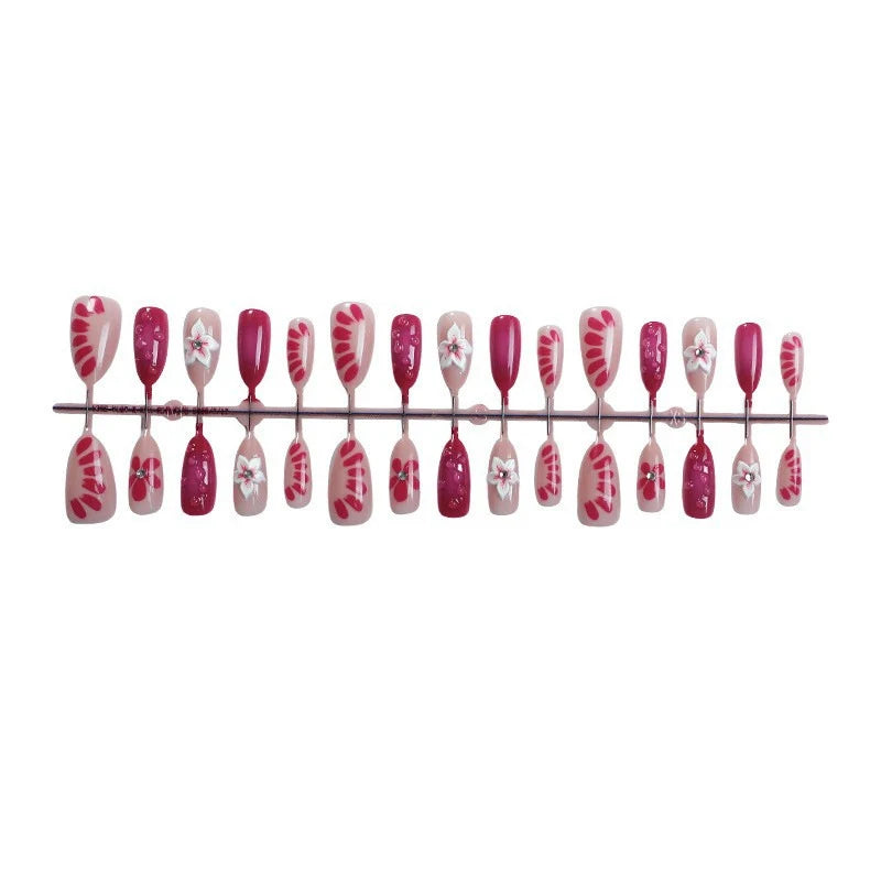 Press-On Nail Set Floral Design Reusable & Easy Application