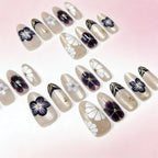 Press-On Nail Set Floral Design Reusable & Easy Application