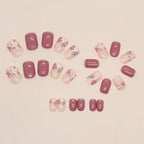 Press-On Nail Set Floral Design Reusable & Easy Application