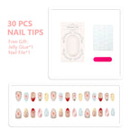 Press-On Nail Set Floral Design Reusable & Easy Application