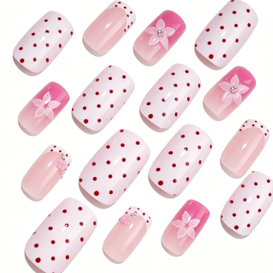 Press-On Nail Set Floral Design Reusable & Easy Apply
