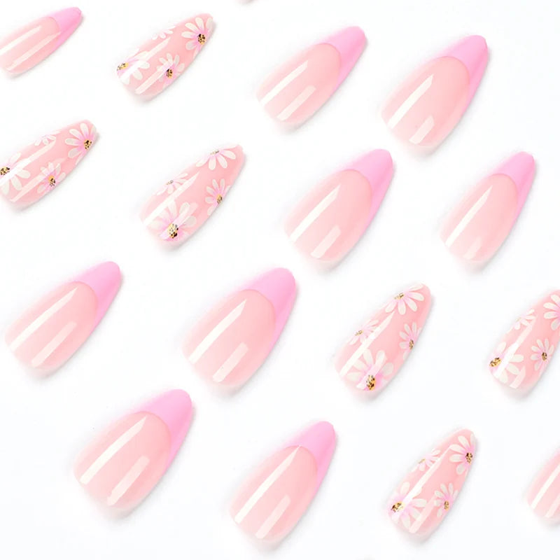 Press-On Nail Set Floral Design Reusable & Easy Apply
