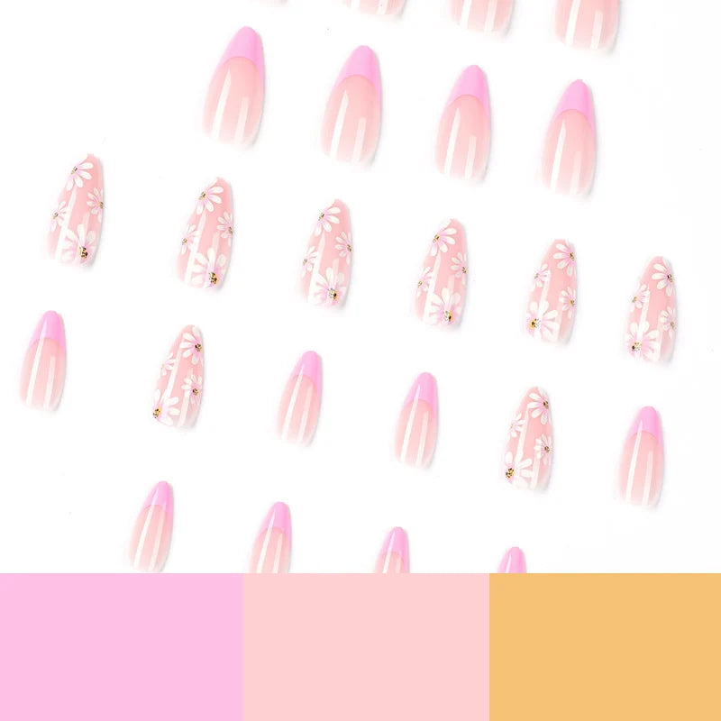 Press-On Nail Set Floral Design Reusable & Easy Apply