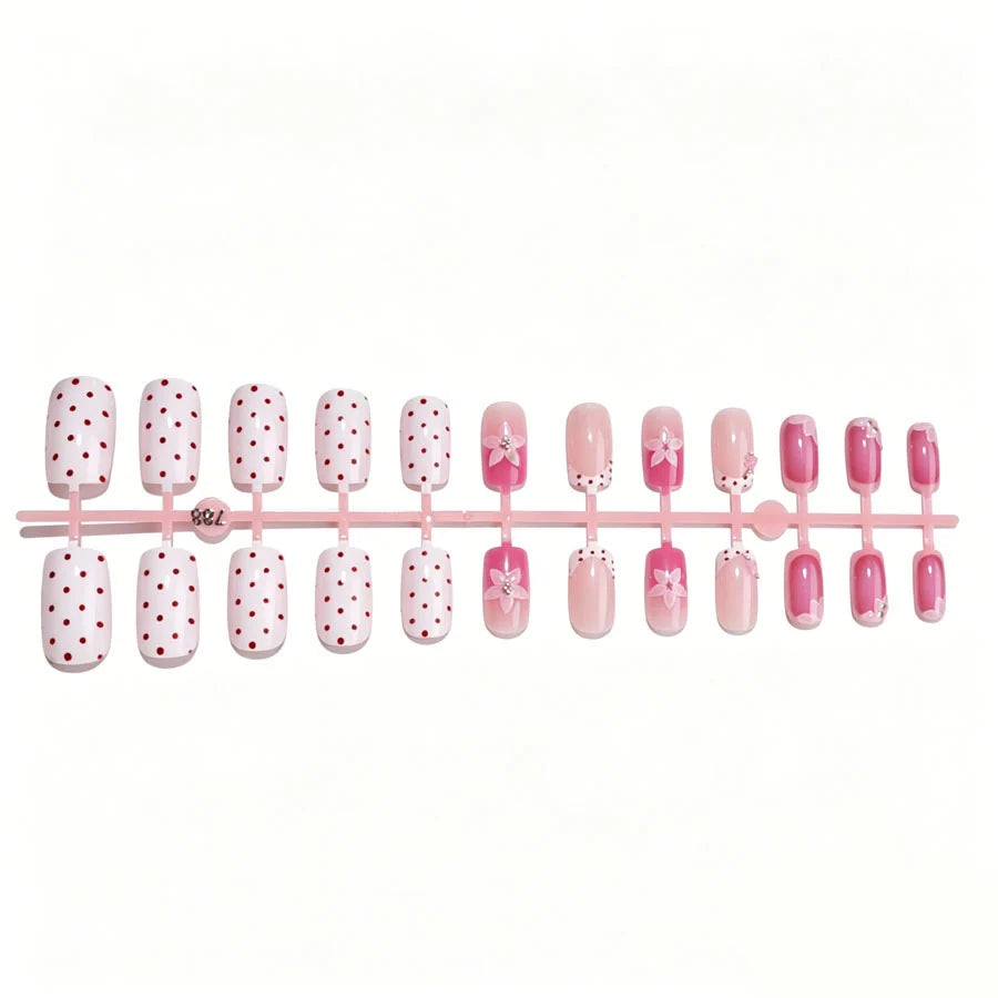 Press-On Nail Set Floral Design Reusable & Easy Apply