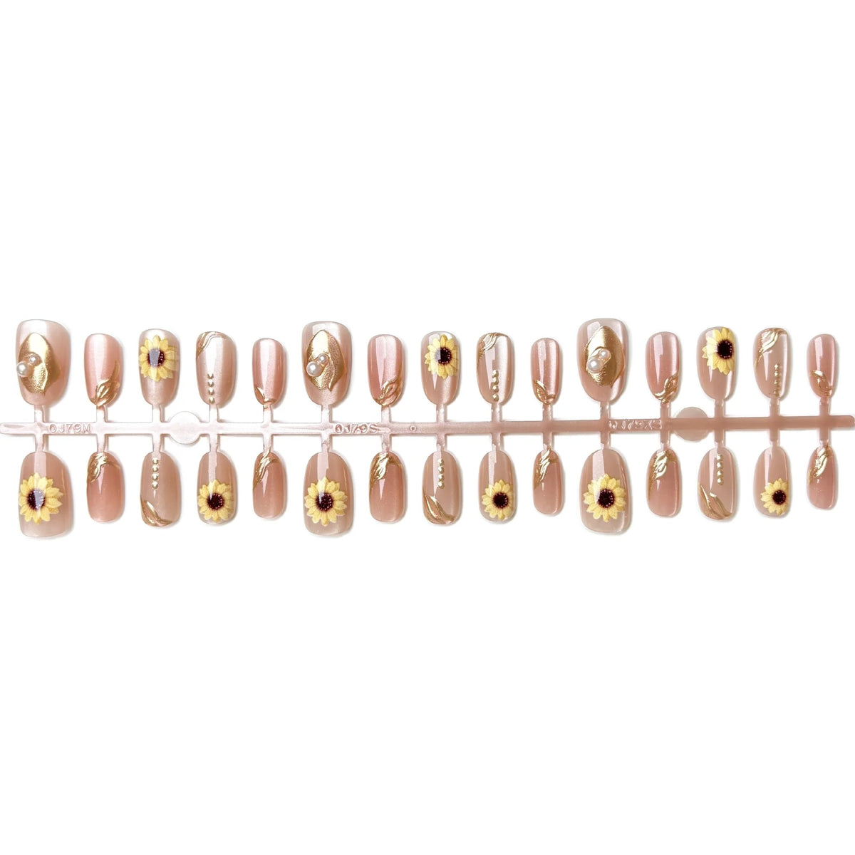 Press-On Nail Set Floral Design Reusable & Glue-Free