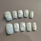 Press-On Nail Set Floral Design Reusable & Long-Lasting