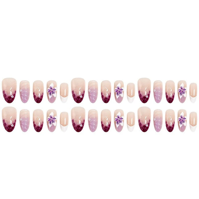Press-On Nail Set Floral Design Reusable & Multiple Sizes