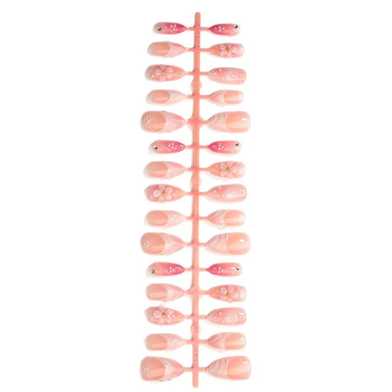 Press-On Nail Set Floral Design Reusable Multiple Sizes