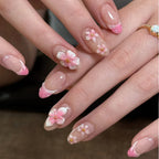 Press-On Nail Set Floral Design Reusable & Non-Toxic
