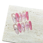 Press-On Nail Set Floral Design Reusable Oval Shape