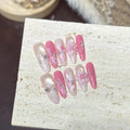 Press-On Nail Set Floral Design Reusable Oval Shape