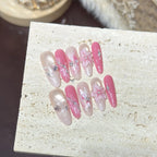 Press-On Nail Set Floral Design Reusable Oval Shape
