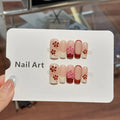 Press-On Nail Set Floral Design Reusable Salon-Quality
