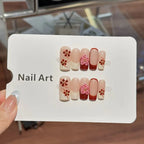 Press-On Nail Set Floral Design Reusable Salon-Quality