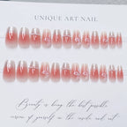 Press-On Nail Set Floral Design Reusable Strong Adhesive
