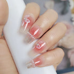 Press-On Nail Set Floral Design Reusable Strong Adhesive