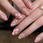 Press-On Nail Set Floral Design Reusable Tabs