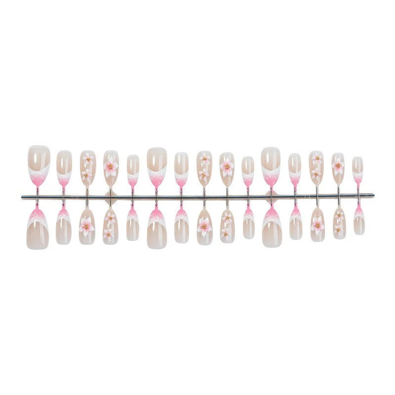 Press-On Nail Set Floral Design Reusable Tabs