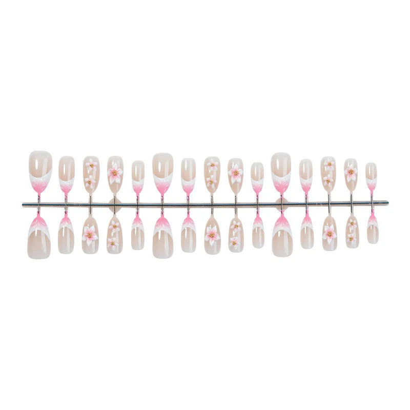 Press-On Nail Set Floral Design Reusable Tabs