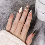 Press-On Nail Set Floral Design & Rhinestones