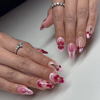 Press-On Nail Set Floral Design & Rhinestones