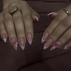 Press-On Nail Set Floral Design & Rhinestones