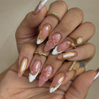 Press-On Nail Set Floral Design & Rhinestones