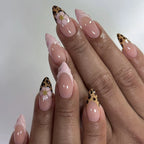 Press-On Nail Set Floral Design & Rhinestones