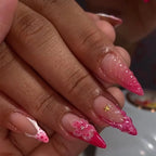 Press-On Nail Set Floral Design & Rhinestones