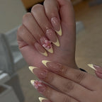 Press-On Nail Set Floral Design & Rhinestones