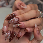 Press-On Nail Set Floral Design & Rhinestones