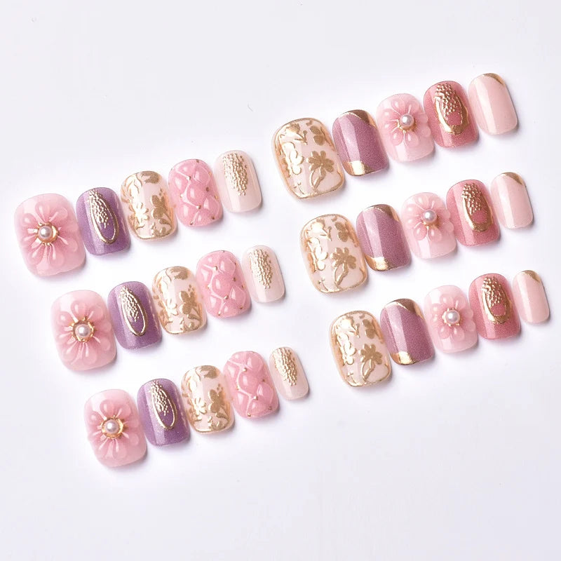 Press-On Nail Set Floral Design Salon-Quality Finish