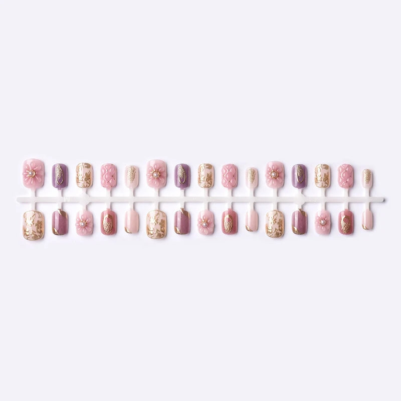 Press-On Nail Set Floral Design Salon-Quality Finish