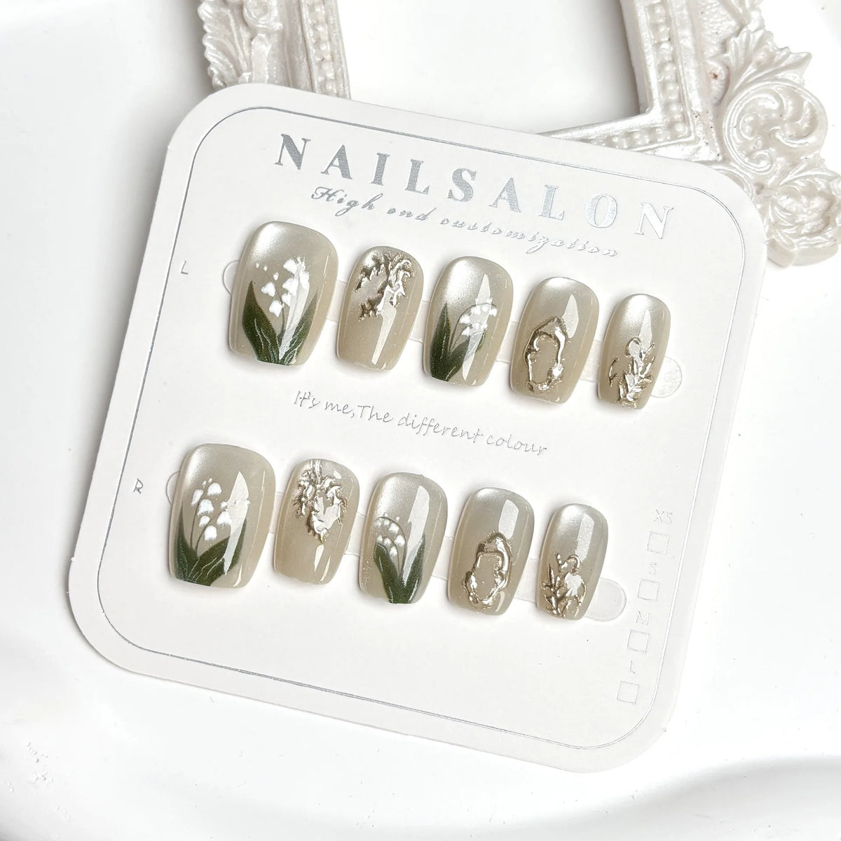 Press-On Nail Set Floral Design Salon-Quality Reusable