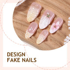 Press-On Nail Set Floral Design Self-Adhesive 24-Pack