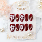 Press-On Nail Set Floral Design Self-Adhesive & Chip-Resistant