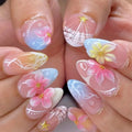 Press-On Nail Set Floral Design Self-Adhesive Comfortable Fit